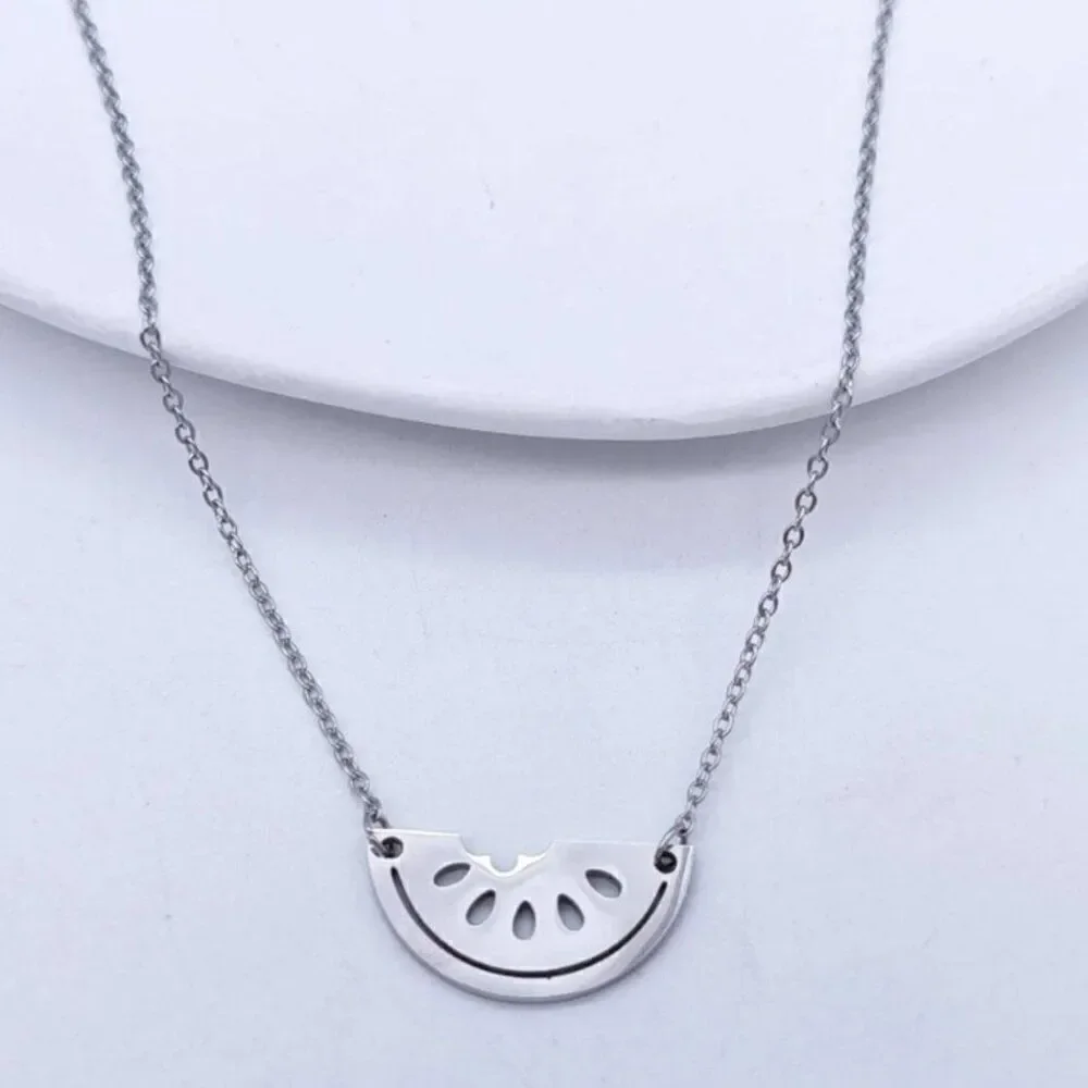 Watermelon Pendant Necklace in Silver